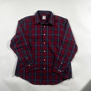 Brooks Brothers Regent Red Navy Plaid Flannel Shirt Men XL Long Sleeve Button Up
